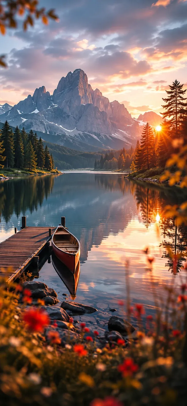 Alpine Lake Sunset Dock