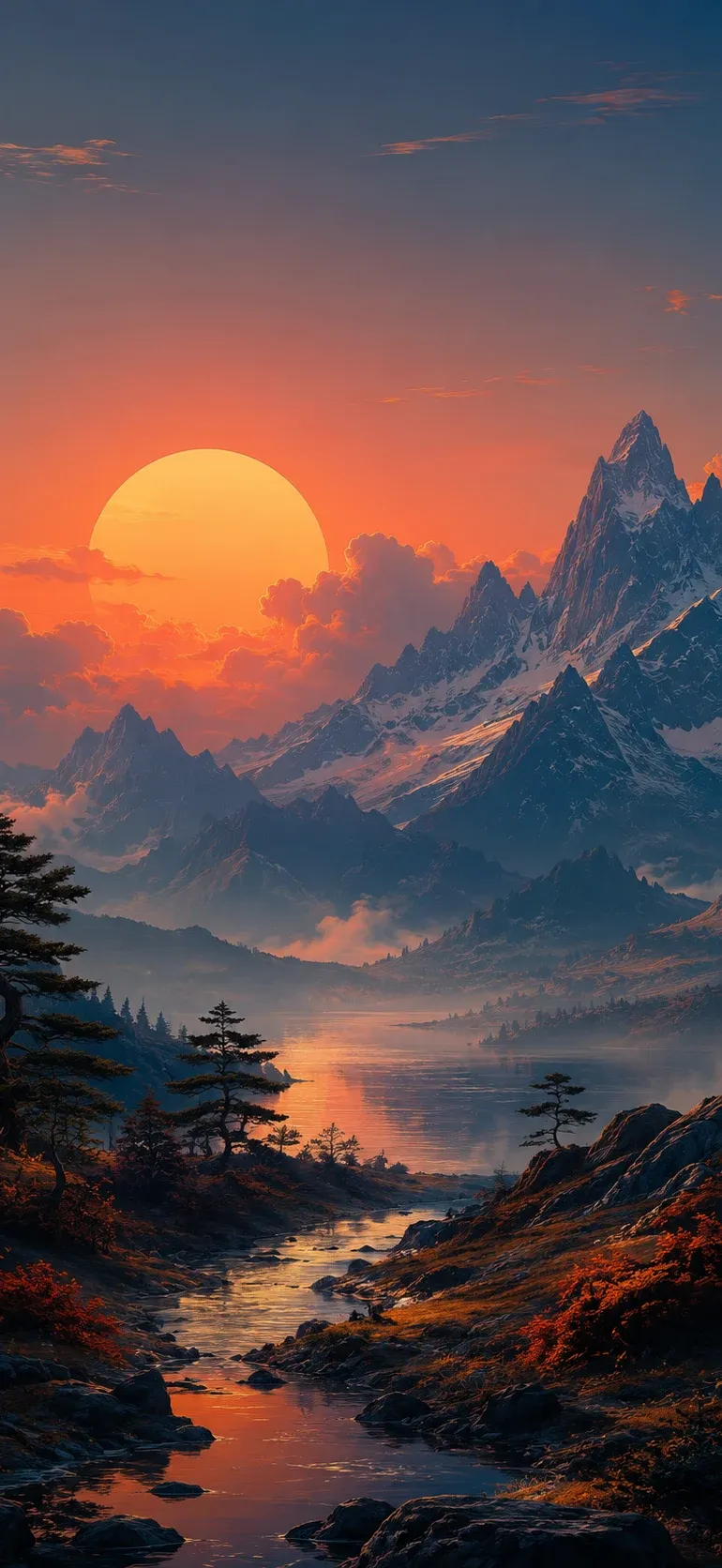 Alpine Sunset over Mountain Lake