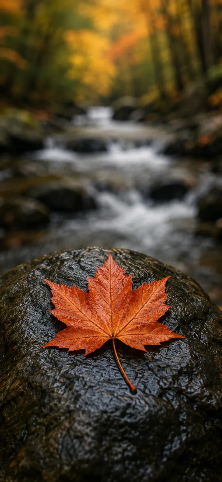 Autumn Leaf Forest Stream