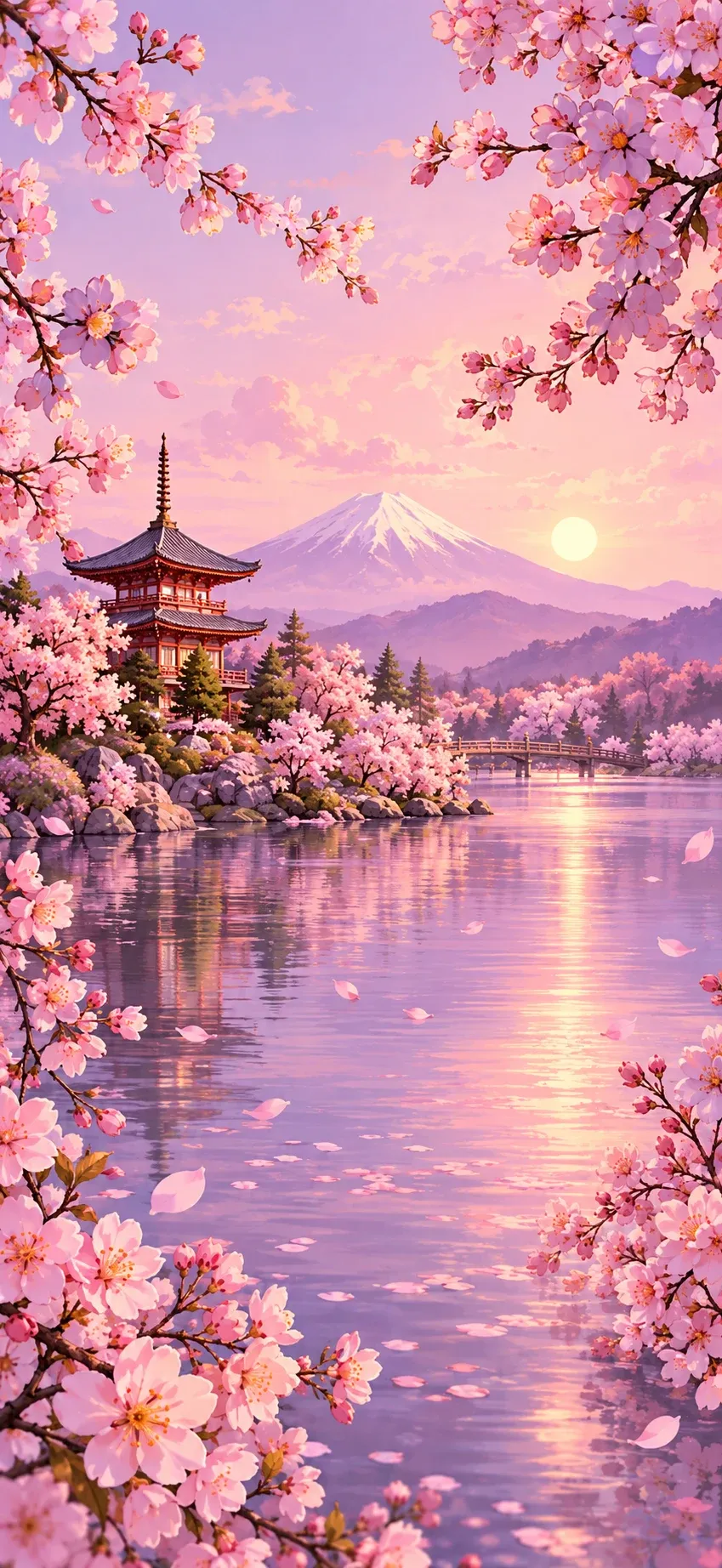 Cherry Blossom Mountain Serenity