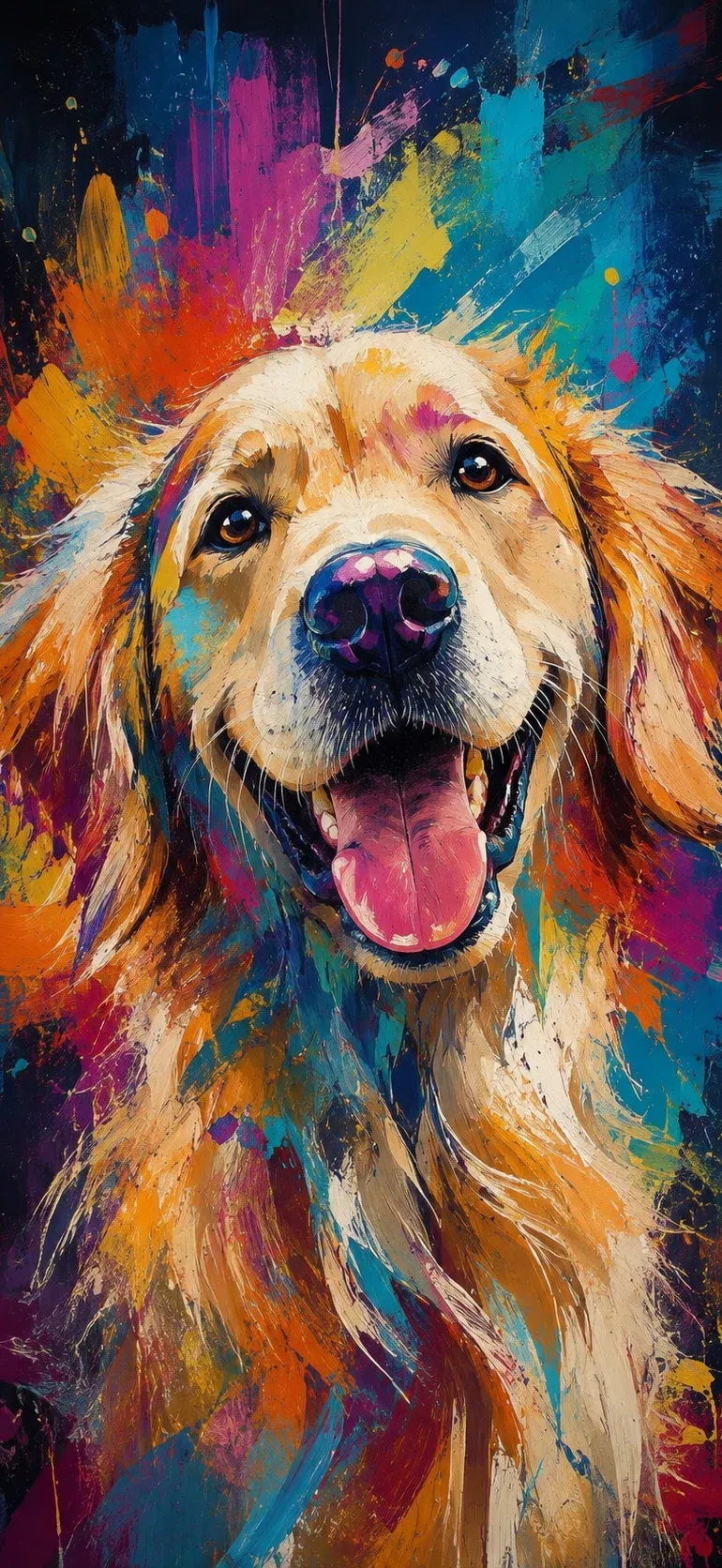 Colorful Golden Retriever Joy