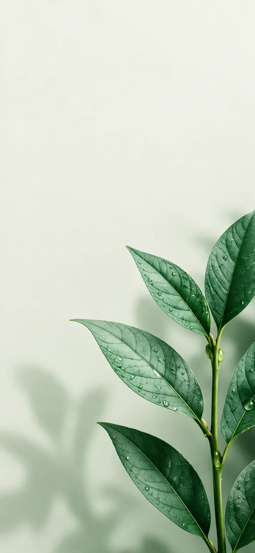 Fresh Green Leaves with Dew