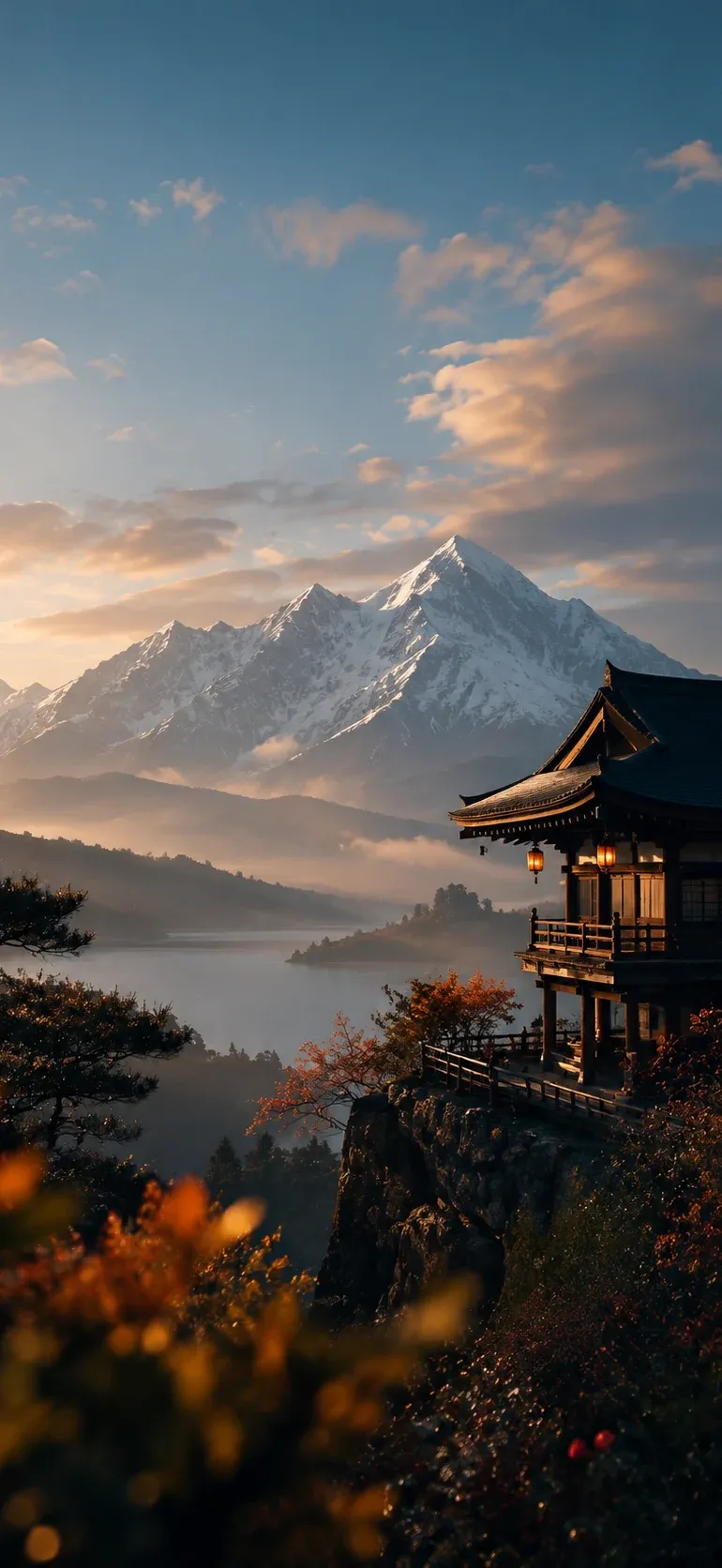 Mountain Temple at Sunrise