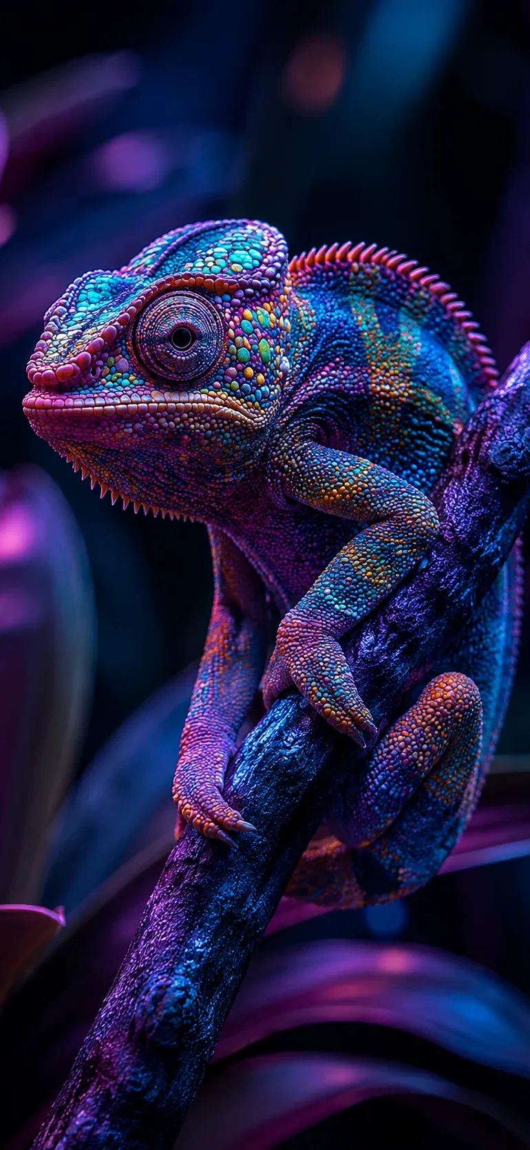 Neon Chameleon Portrait