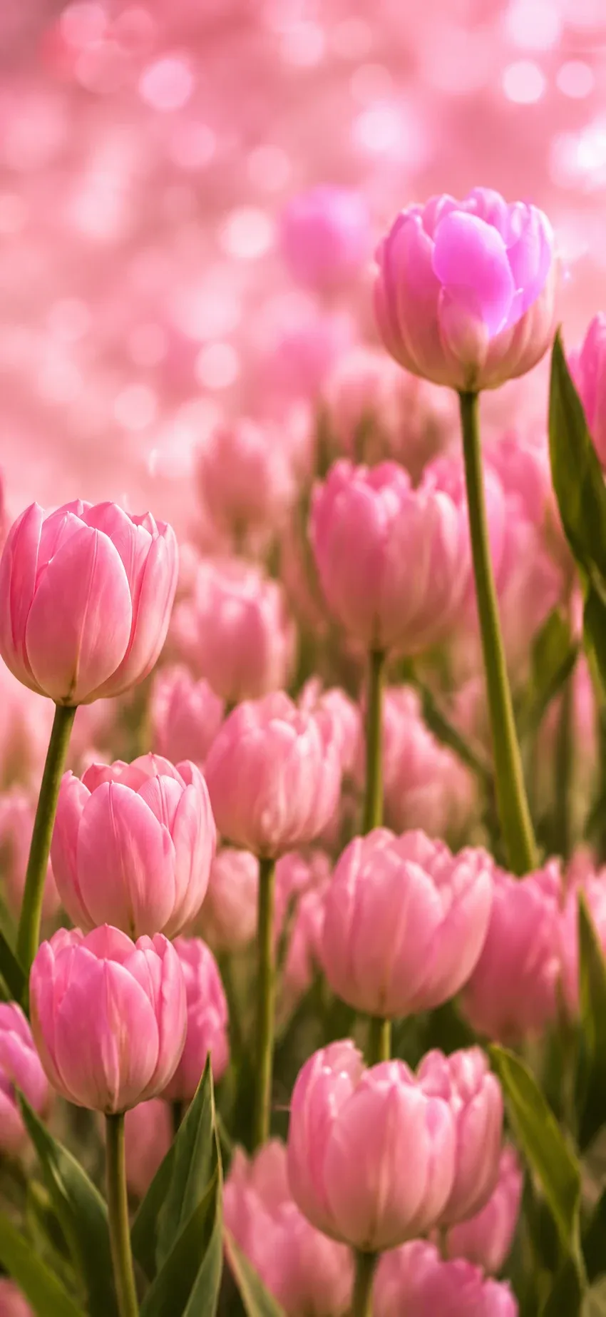Pink Tulip Field Bokeh