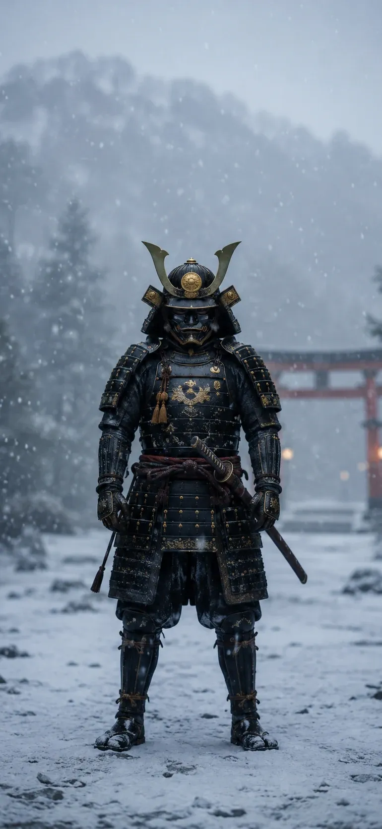 Samurai in Winter Snow